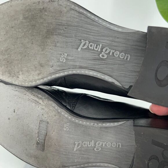 Paul Green Women's Foulard Boot Size 8 Block Heel Western Bootie Black Leather - Picture 12 of 15